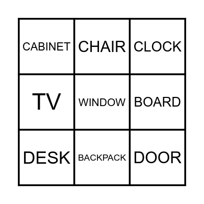 SCHOOL OBJECTS BINGO Card