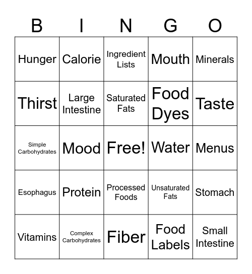 Dance For Our Health Bingo Card