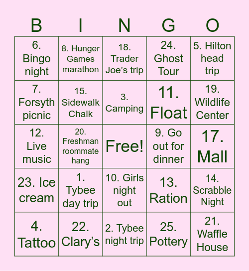 Spring 2025! Bingo Card