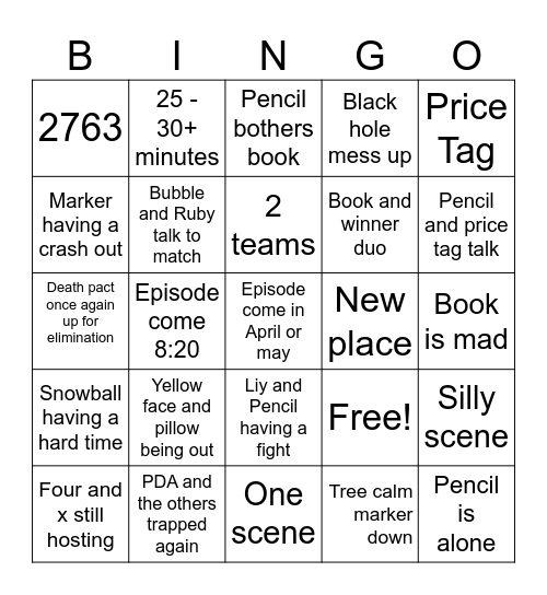 TPOT 17 Bingo Card