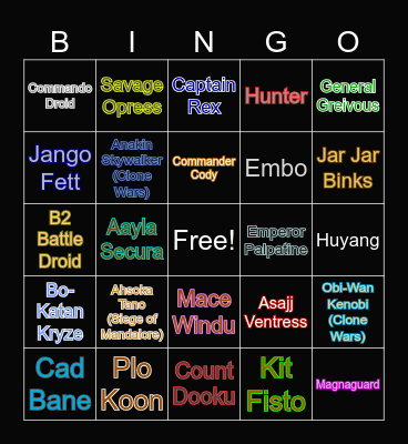Fortnite C6S3 - Star Wars Skin BINGO Card