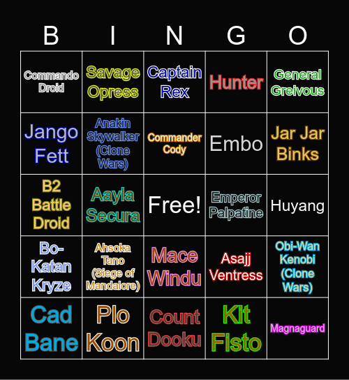 Fortnite C6S3 - Star Wars Skin BINGO Card