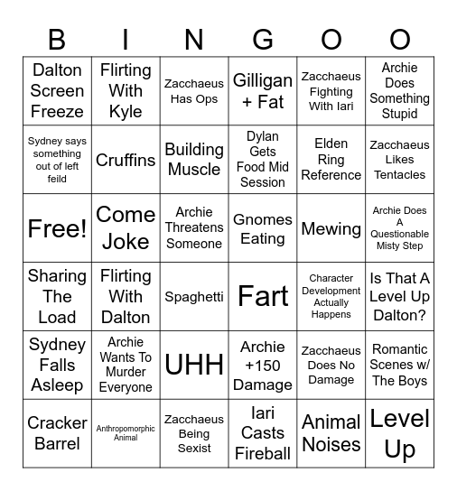 Thursday Day Bingo Card