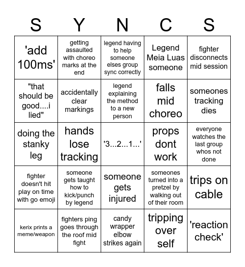 Sync Studios BINGO Card