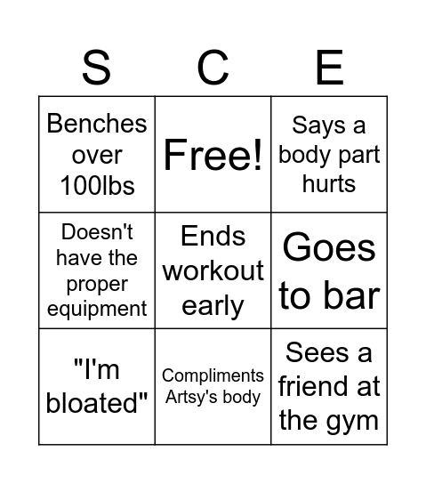Scenty Bingo Card