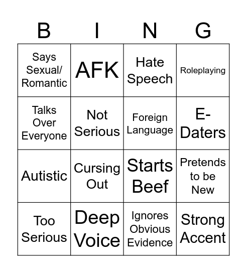 Copy Cat Creeps Bingo Card