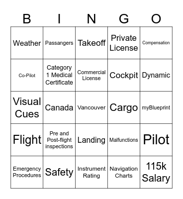 Pilot Bingo Card