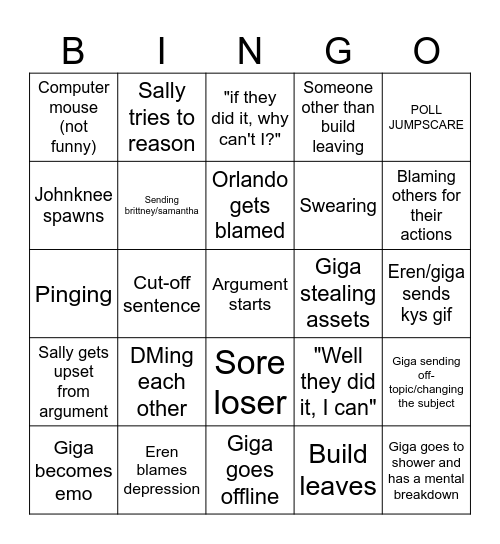Idiot Corner: GC Bingo Card