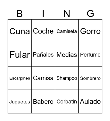 Shanti Baby Shower Bingo Card
