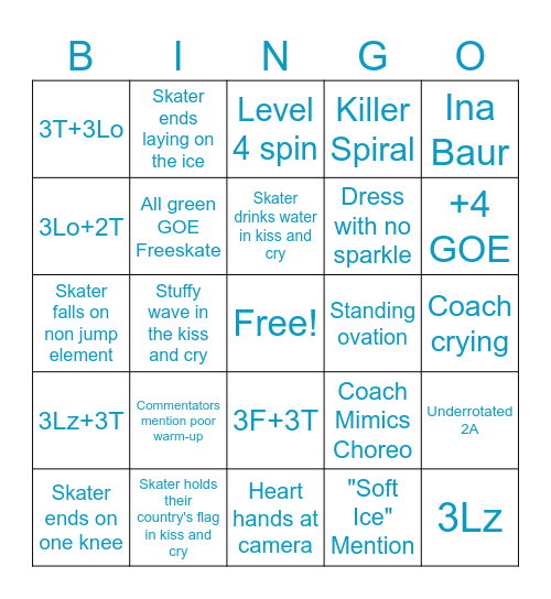 Figure Skating Worlds Bingo Card