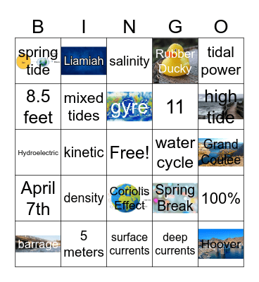 Unit 2: Water and Oceans Bingo Card