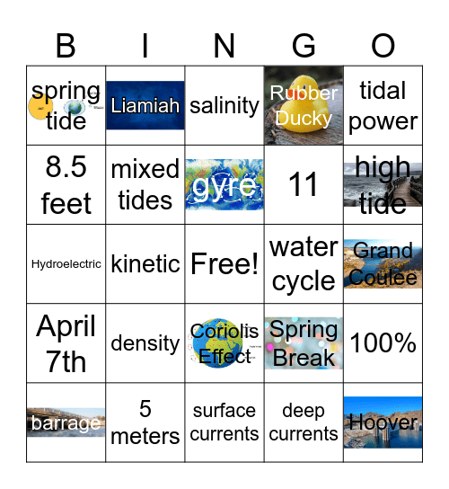 Unit 2: Water and Oceans Bingo Card