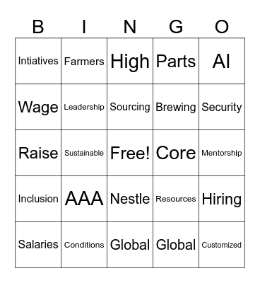 NESPRESSO HRM BINGO Card