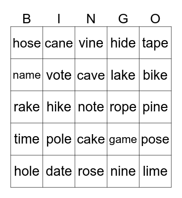 M&P Smart Phonics 3 Bingo Card