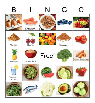 SUPER FOODS Bingo Card
