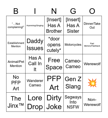 Nomad Bingo Card
