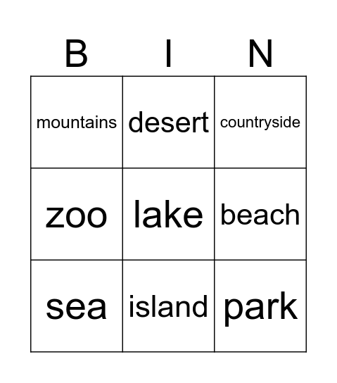 Days of the week Bingo Card