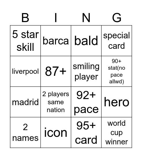 fc25 bingo Card