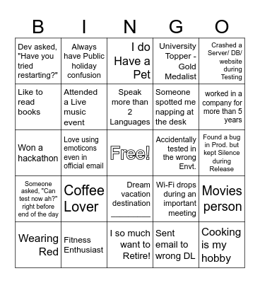 QAS BINGO! Bingo Card