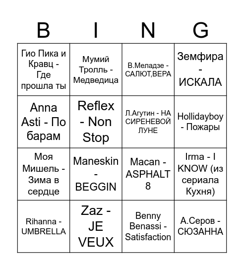 EL SOUND Bingo Card