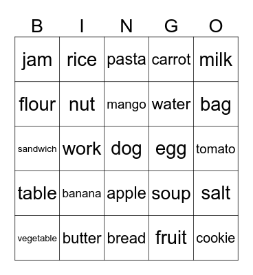 Many or Much Bingo Card