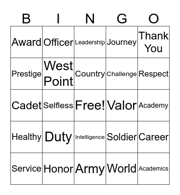 Thayer Dinner Bingo Card