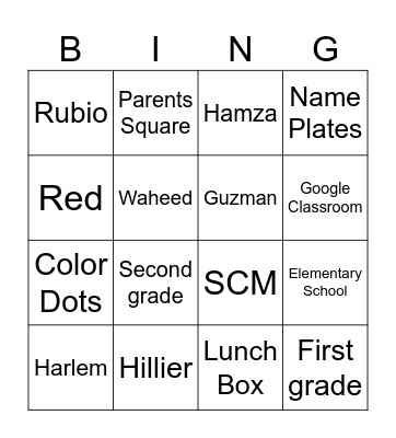 SAH1 Bingo Card
