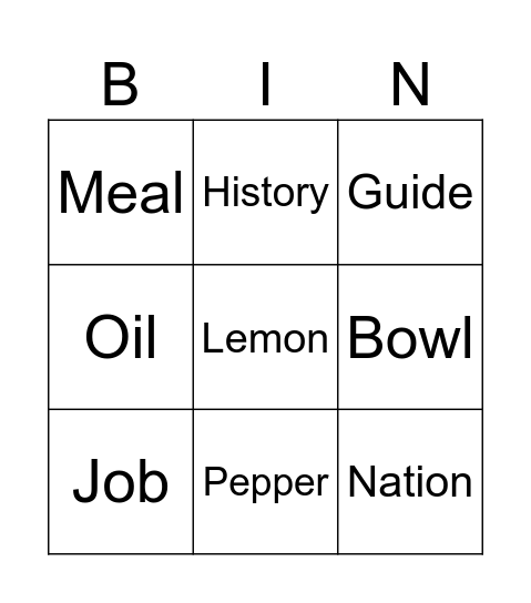 Untitled Bingo Card