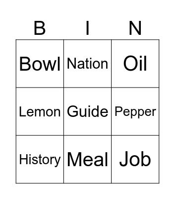 Untitled Bingo Card