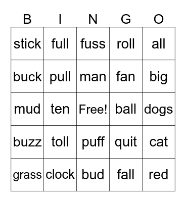 UFLI Bingo Card