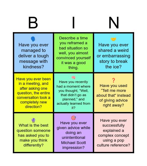 RADIANT COACHING BINGO Card