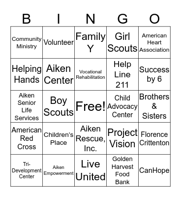 UNITED WAY Bingo Card