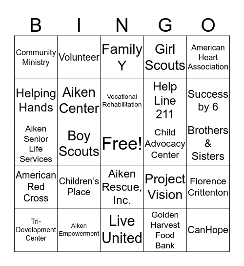 UNITED WAY Bingo Card