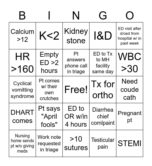 April Bingo Card