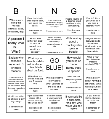 Go Blue Bingo Card