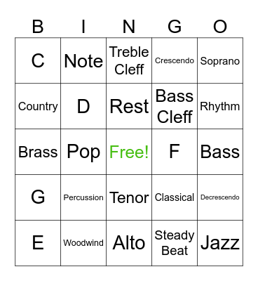 Music Review Bingo Card