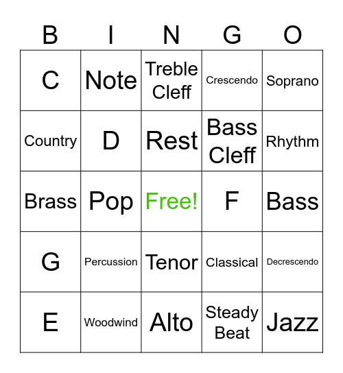 Music Review Bingo Card