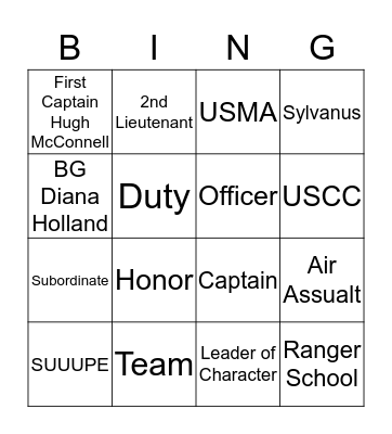 Thayer Award Bingo Card