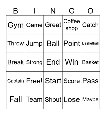 Basketball Bingo Card