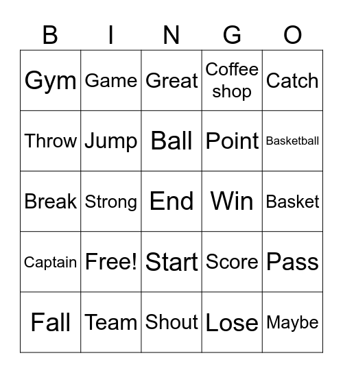 Basketball Bingo Card