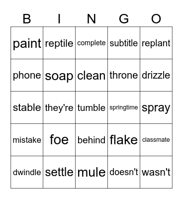 3-23 Spell Check Bingo Card