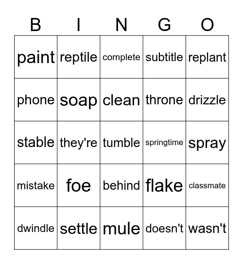 3-23 Spell Check Bingo Card