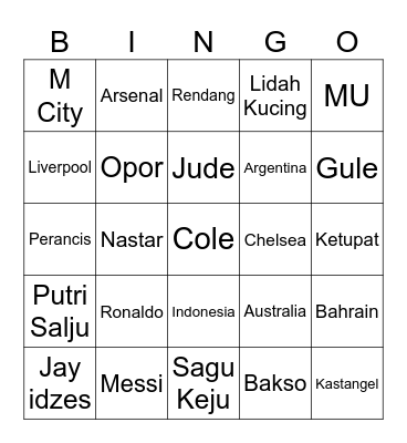 Charl Board Bingo Card