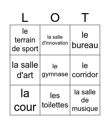 Les salles de l'école Bingo Card