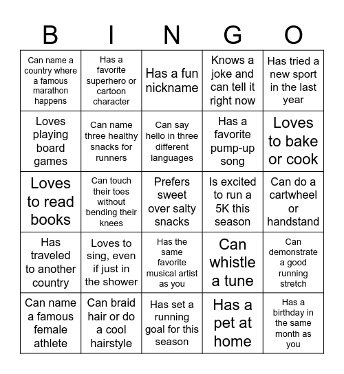 Find Someone Who Bingo Card