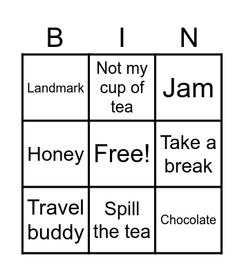 ENGLISH TEA Bingo Card