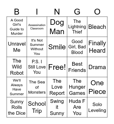 TOP BOOKS OF SMS LIBRARY Bingo Card