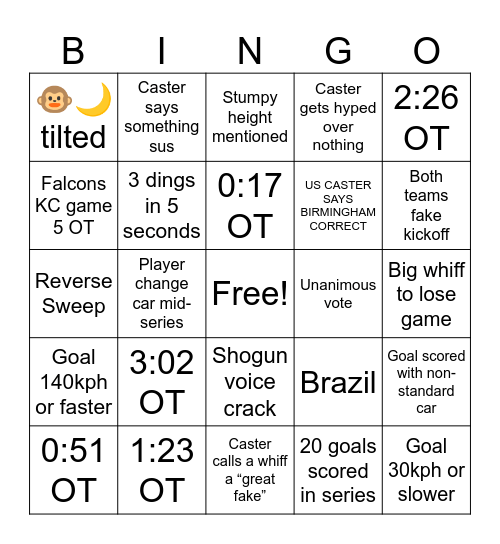 RLCS FRIDAY Bingo Card