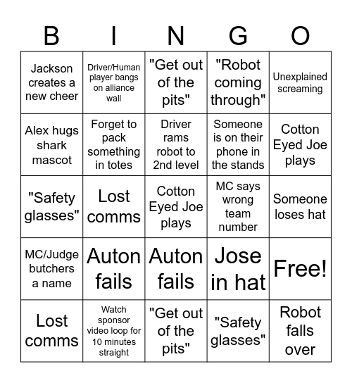 FRC Bingo Card