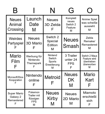 Direct 2 Bingo Card